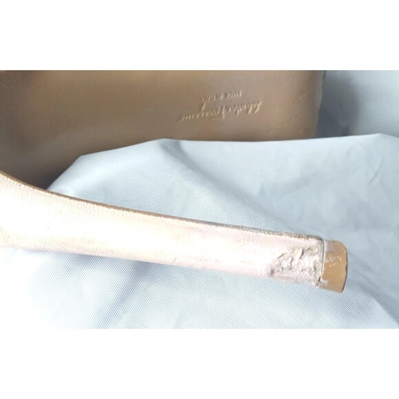 Salvatore Ferragamo Laser Cut Scalloped Trim Peep Toe Slingback Sandals Sz 6.5 B - Picture 15 of 16